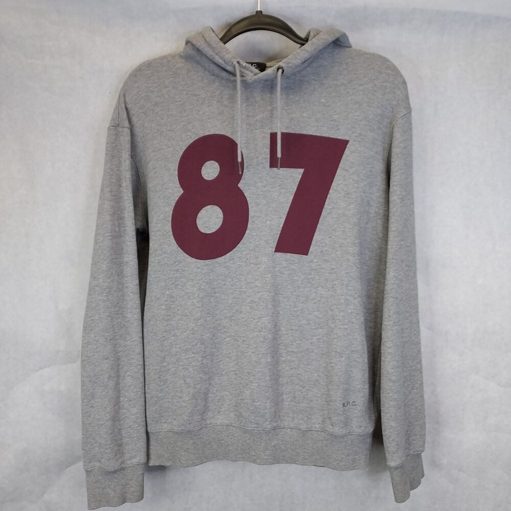 A.P.C. #87 Logo 25th Anniversary Hoodie Men's S Gray Cotton Grunge Minimalist